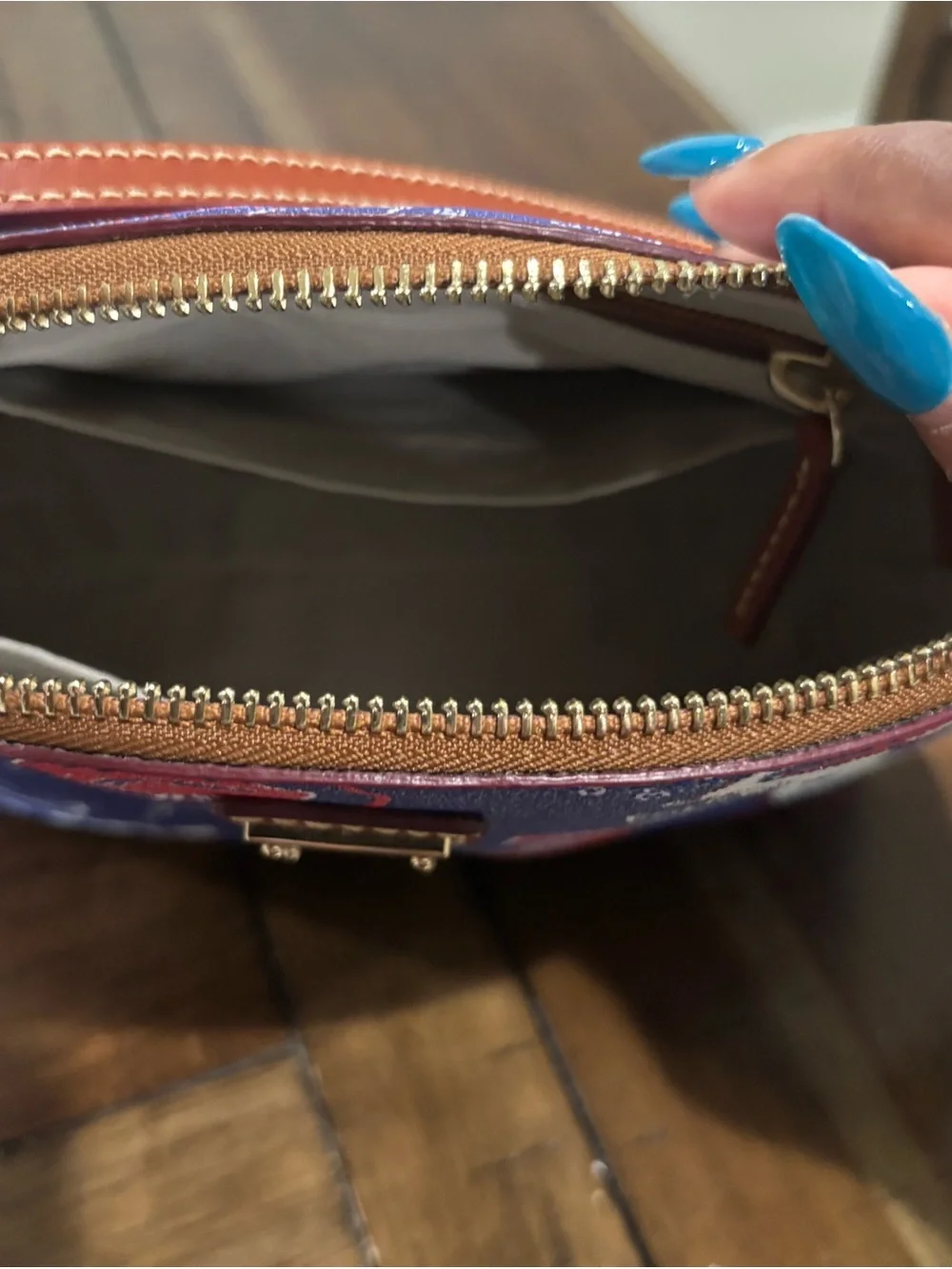 Dooney & Bourke Blue and Red Buffalo Bills Cosmetic Crossbody Purse
